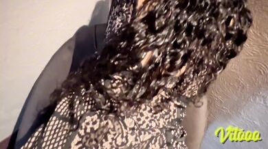 Beautiful woman touches her vagina while wearing her tight dress