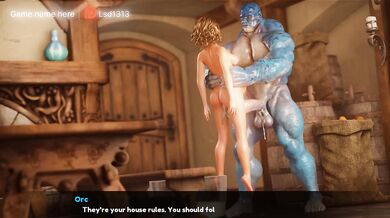 The elf girl stumbled upon his huge cock and squirted. 3D