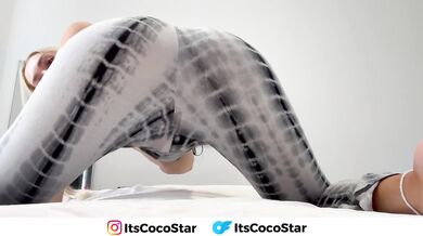 blonde teen itscocostar fingers her pussy and squirts while her step dad is home