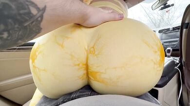 Hot Stepsis Humping Slowly with Her Big Perfect Ass till Cum in the Car