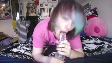 Petite goth slut loves gagging on dick (full vid on OF)