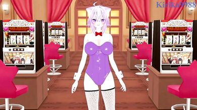 Nekomata Okayu (Bunny Girl) and I have intense sex in the casino. - Hololive VTuber Hentai
