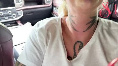 CUM TASTE COMPILATION - British cum hungry blonde sucks off strangers in their cars!
