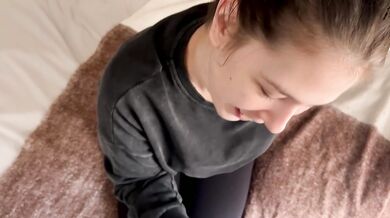 POV - My ass in these leggings made him cum on my face, French Blowjob Facial Cumshot
