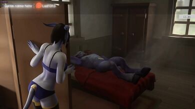 The draenei girl was surprised by the huge penis. 3D Hentai