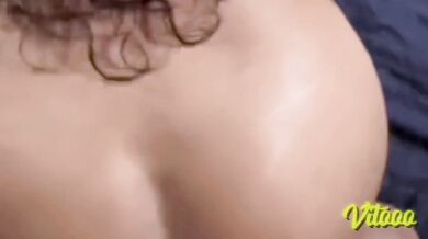 My friend fucks like crazy and I end up cumming on her shiny ass