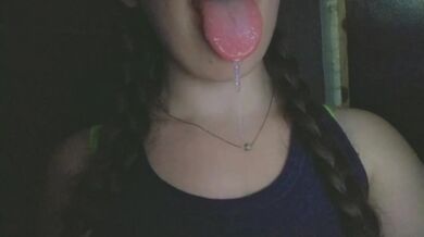 Just a horny student with her mouth dripping waiting for some hard cock to full her mouth