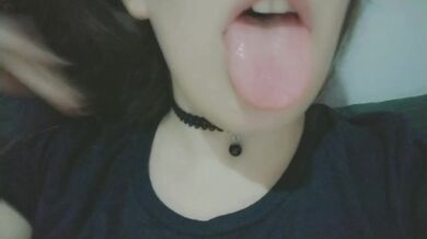 Just a horny student with her mouth dripping waiting for some hard cock to full her mouth