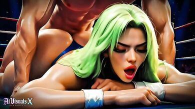 [4K] AI 3D Animated - Green Hair Bimbo Slut Gets Titfucked & Fucked Hard in Wrestling Ring | AI Visuals X