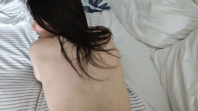 Kay Rhea Petite brunette locks in doggy with silver fox