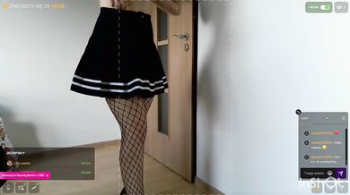 Petite girl trying on panties