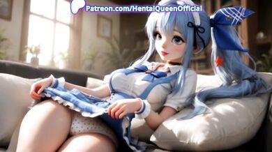 Blue-Haired Catgirl Cosplay Beach Tease – Hentai Anime Neko Bikini Seduction