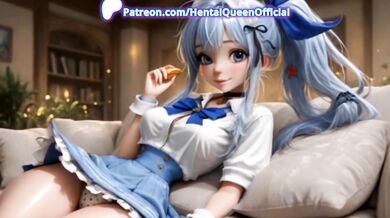 Blue-Haired Catgirl Cosplay Beach Tease – Hentai Anime Neko Bikini Seduction