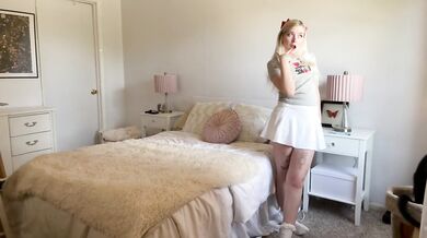 sensual surrender in tiny skirt, full intensity