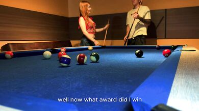 Colombian blonde bets her ass on billiards... and loses