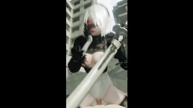 2B sits on your face first, then on your dick . Nier Automata