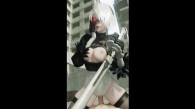 2B sits on your face first, then on your dick . Nier Automata