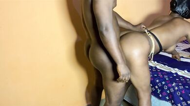 Ebony teen receives hot doggy