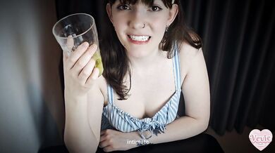 British Cutie Talks About Her Piss Kink Whilst Drinking Piss - Vevie Loves