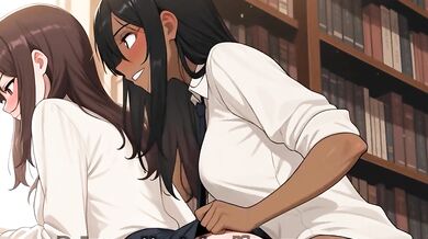 Library Risk Silent Lesbian Hookup Behind the Bookshelves Strapon fun