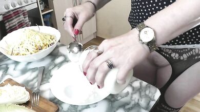 Old young Two girls lesbian Adult mature Milf and sexy girl virgin caress ass pussy kissing in kitchen Girl on girl sex Natural tits Big Ass Butt Wife