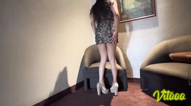 Late sex with my girlfriend - watch how this slut gets ready to fuck