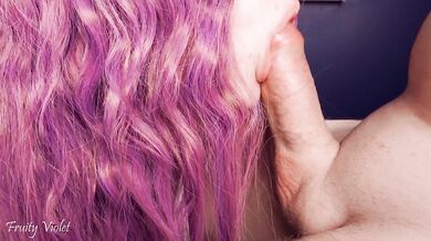 Gorgeous Fruity Violet knows how to please you! juicy close up sucking and cum in mouth compilation