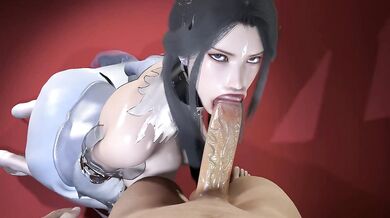 3D horny slut have a hardcore blowjob sex with big dick