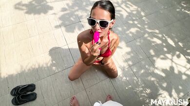 Risky public blowjob & piss near neighbor house