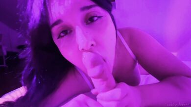 She lick his dick in the pose, to show her cute ass and feet