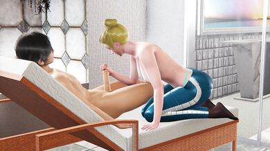 Helena with Big Tits and Ass in 3D Animation - Hot Handjob on Big Dick in Bed, Intense Wet Titfuck with Moans, and Undertable Mouth Fuck
