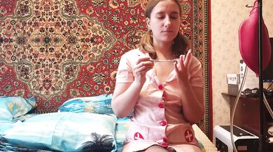 Anastasia Mistress in a nurse's costume does an enema slave Sasha Earth amateur homemade