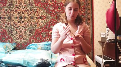 Anastasia Mistress in a nurse's costume does an enema slave Sasha Earth amateur homemade