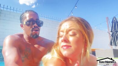 Blonde College Chick Gets Fucked in Pool and Pool Side by BBC