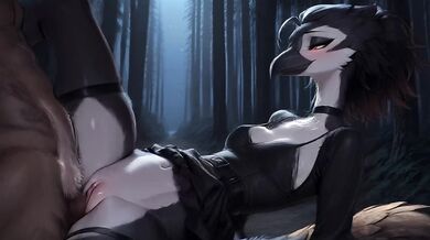 Feathered Beauty Laid Back and Fucked Deep in Mystical Forest Clearing