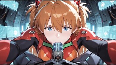 Asuka Langley has some solo fun time in cockpit (Evangelion)