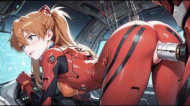 Asuka Langley has some solo fun time in cockpit (Evangelion)