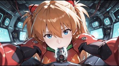 Asuka Langley has some solo fun time in cockpit (Evangelion)