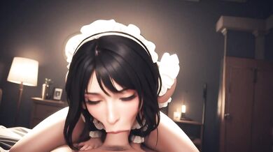 AI Generated - Wet Maid Waifu POV Titfuck Massive Tits Candlelit Bedroom