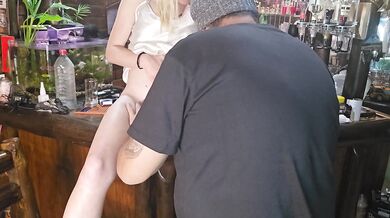 Cute blonde gets tatoo next to her pussy and glow in the dark attoo on her clit