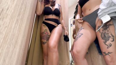 Stepmom and Stepdaughter Lesbian Sex in Changing Room – Taboo Fitting Room Fun