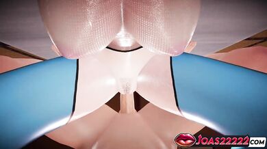 Hot Blue Hair Anime Girl Brighid in 3D Animation - Enjoy Wet Side Pose Fuck for Tight Pussy, POV Doggystyle of Her Perfect Ass, Missionary Creampie
