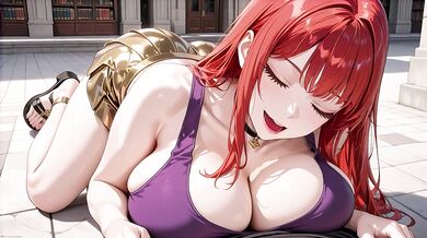 Big-Titted Redhead Licks Grinds to Explosive Creampie on Urban Terrace