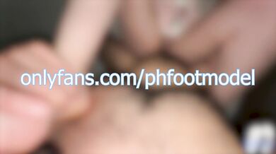 Kissing her feet and fucking her wet hairy pussy