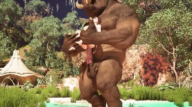 Giant Furry Pig unleashes monstrous furry cock
