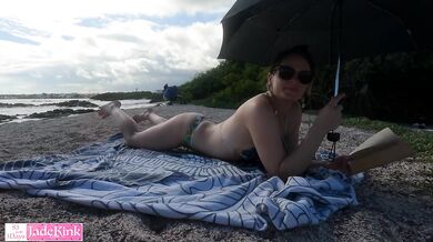 Amateur Couple Vacation Public Nude Beach Flashing Boobs