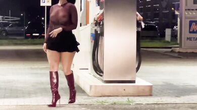 Whore picked up from in front of the gas station and fucked in the parking lot