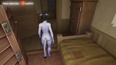 A draenei girl was fucked in the ass on a bridge and her ass was impregnated. part 2