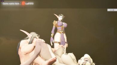 A draenei girl was fucked in the ass on a bridge and her ass was impregnated. part 2