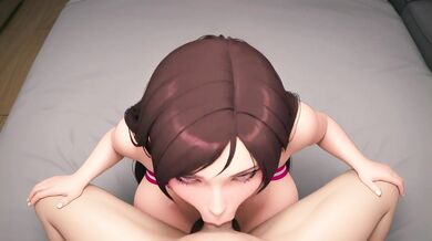 AI Generated - Kawaii Long-Haired Brunette Deepthroat Queen & Legs Spread Glow